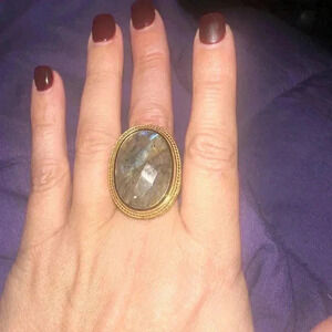 Gold plated Indian Labradorite, ring size 6